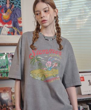 롤링 홉피 피그먼트 반팔티 다크그레이