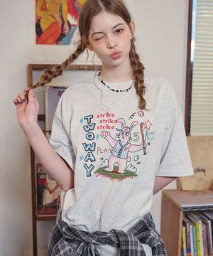 홈런 버니 반팔티 멜란지화이트