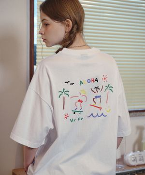 올라 크레용 반팔티 화이트