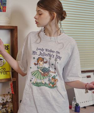 줄리엣 클로버 반팔티 멜란지화이트