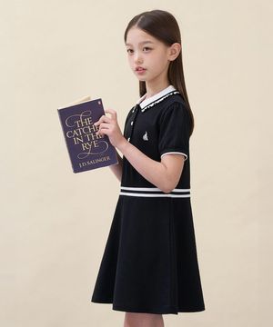 [Essential] 반소매 피케 원피스  블랙 (BI6371GE15)