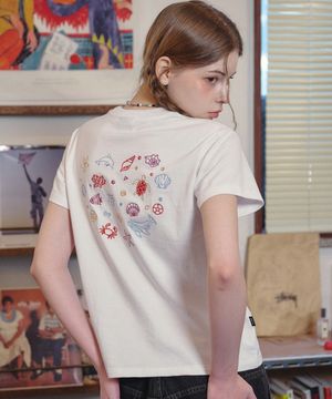 오션 러브 크롭 반팔티 화이트