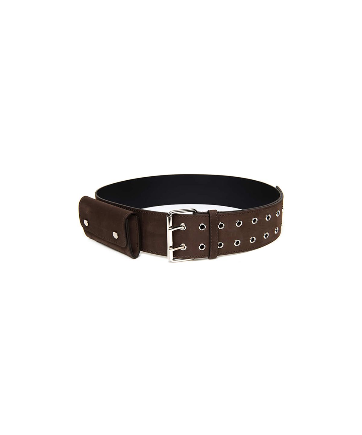 쓰리투에이티(THREE TO EIGHTY) 2-BUCKLE POCKET BELT BROWN
