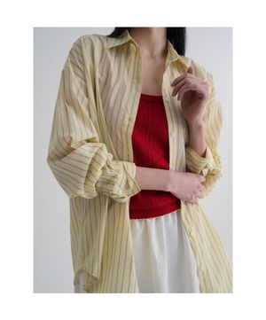 옐로우 스트라이프 오버핏 셔츠  옐로우