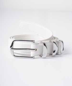 트리플 메탈 루프 레더 벨트 (소가죽/화이트)