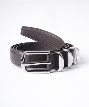 트리플 메탈 루프 레더 벨트 (소가죽/다크브라운)