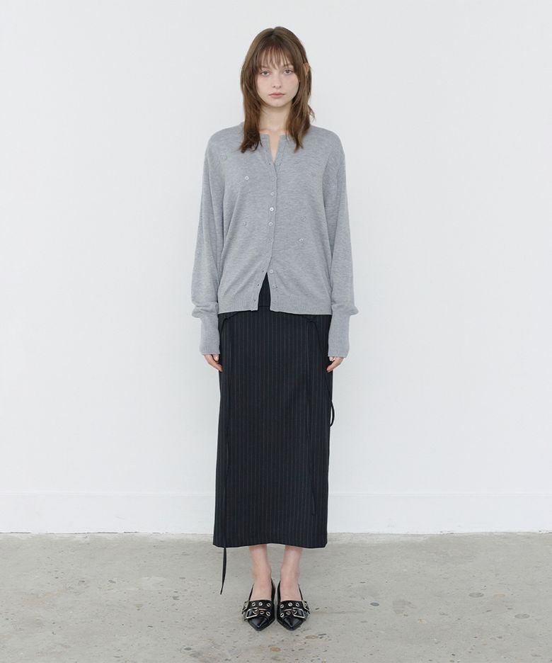 STRIPE STRAP MAXI SKIRT BLACK