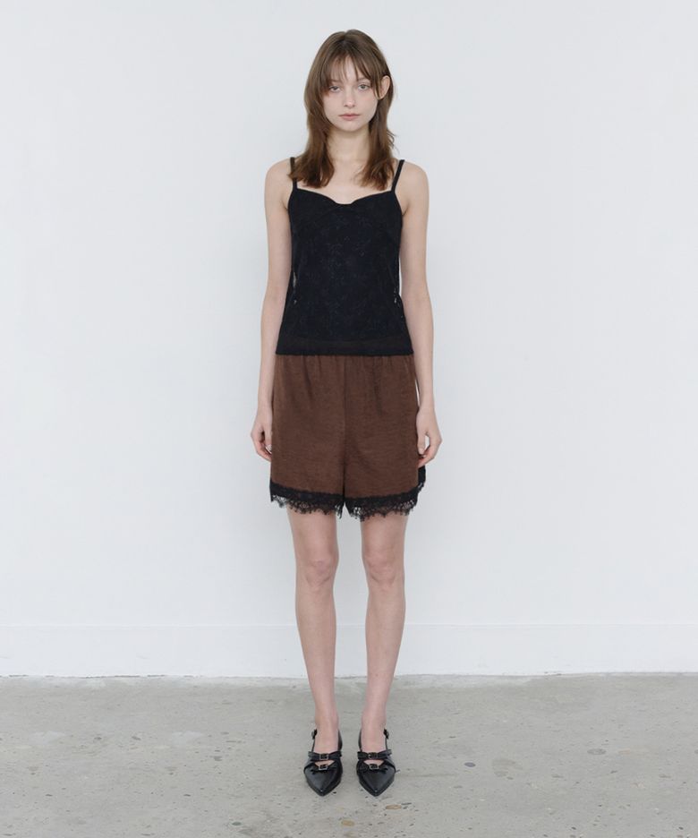 LACE BANDING SHORTS BROWN