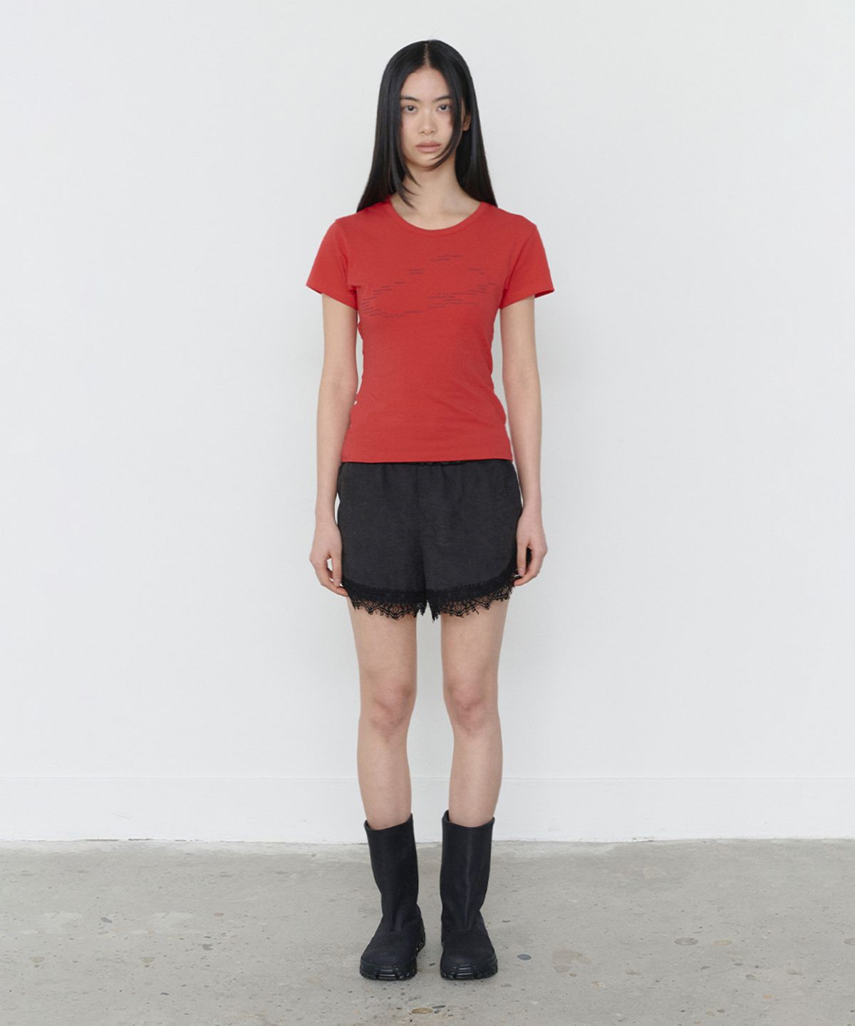 쓰리투에이티(THREE TO EIGHTY) LACE BANDING SHORTS BLACK