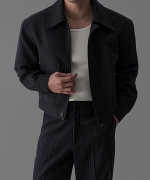 TR 블렌드 크롭 자켓 [네이비ST]