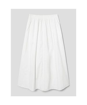 코튼 플레어 맥시 스커트  화이트