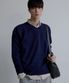 브이넥 헤라시 라글란 크롭 니트 [네이비]