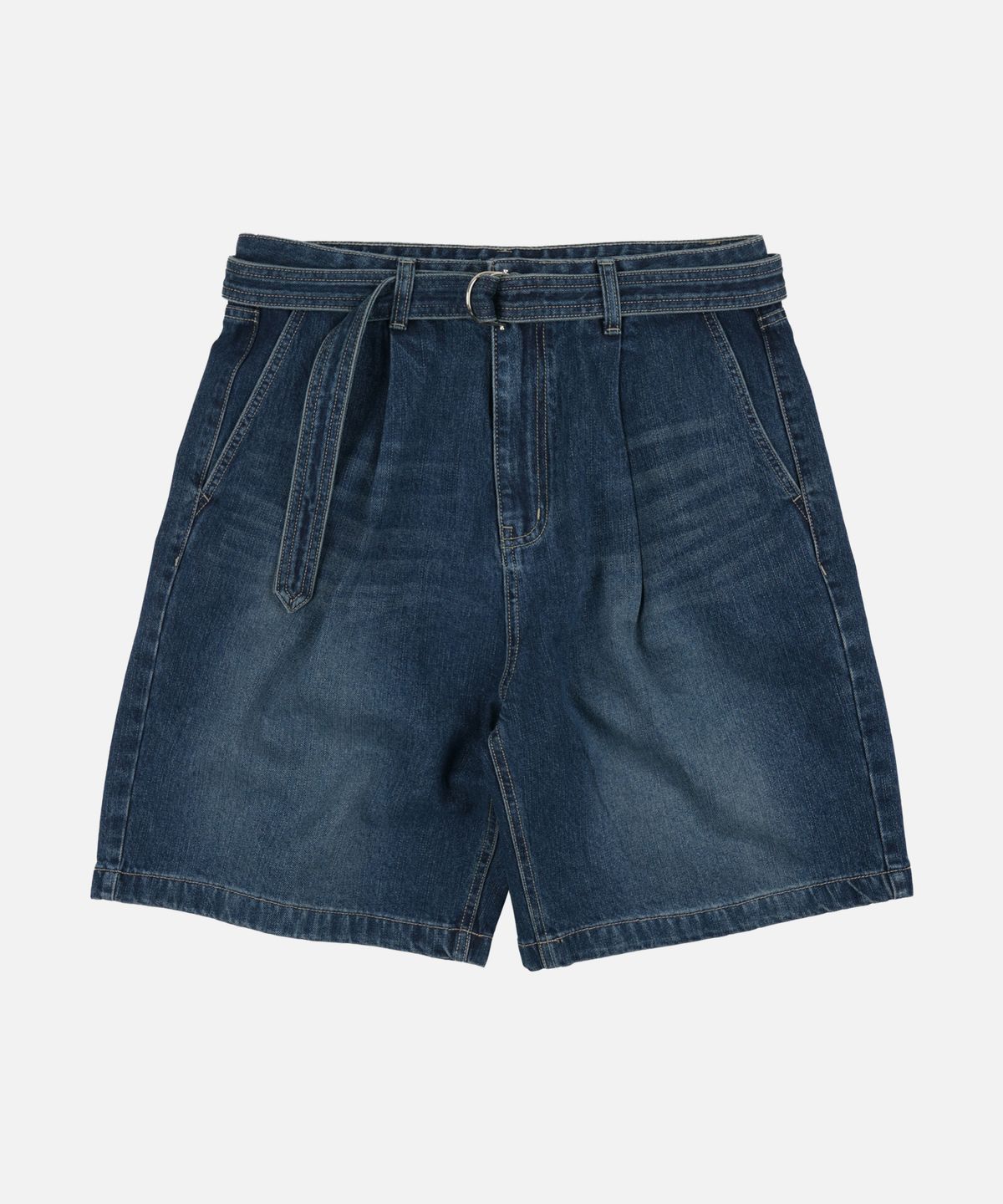 프리즘웍스(FRIZMWORKS) LYOCELL BELTED DENIM SHORTS _ MID BLUE