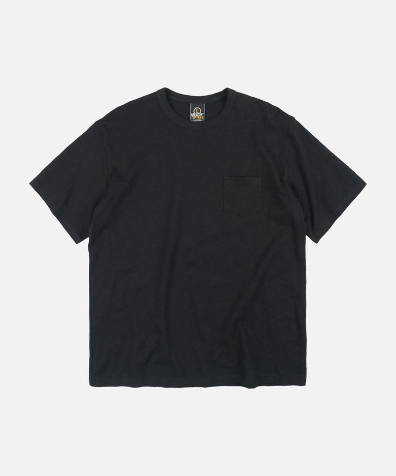 SLUB POCKET HALF TEE _ BLACK