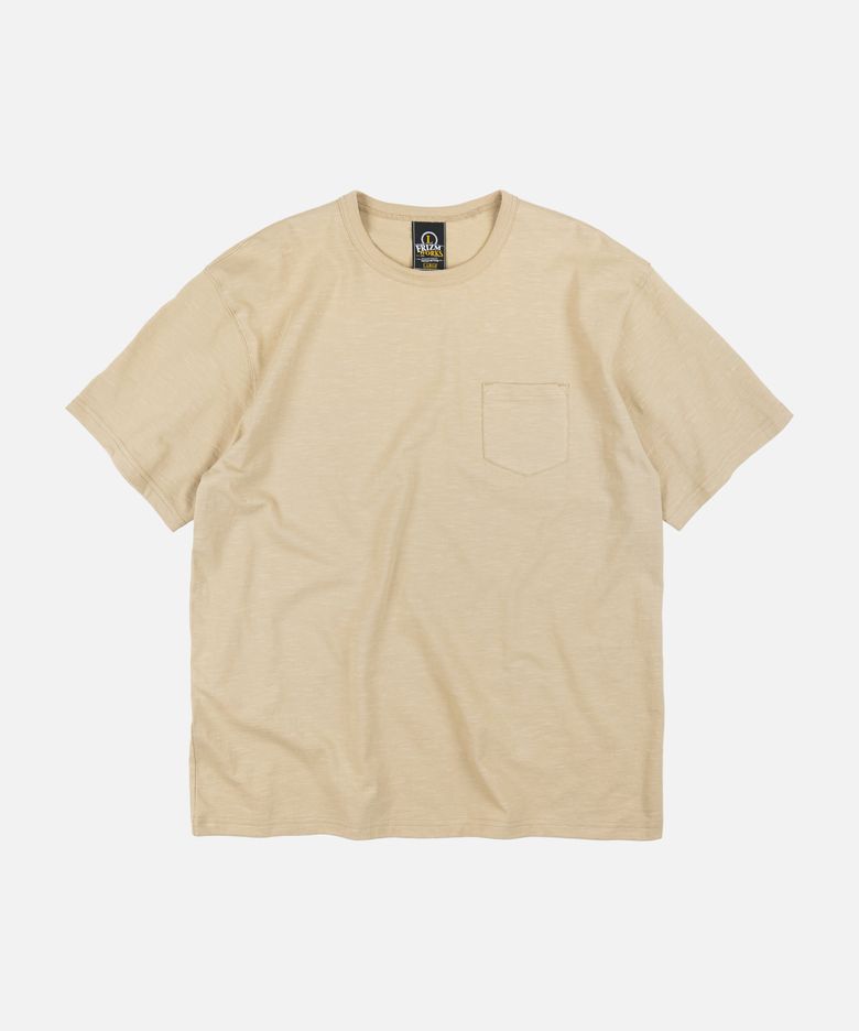 SLUB POCKET HALF TEE _ KHAKI BEIGE