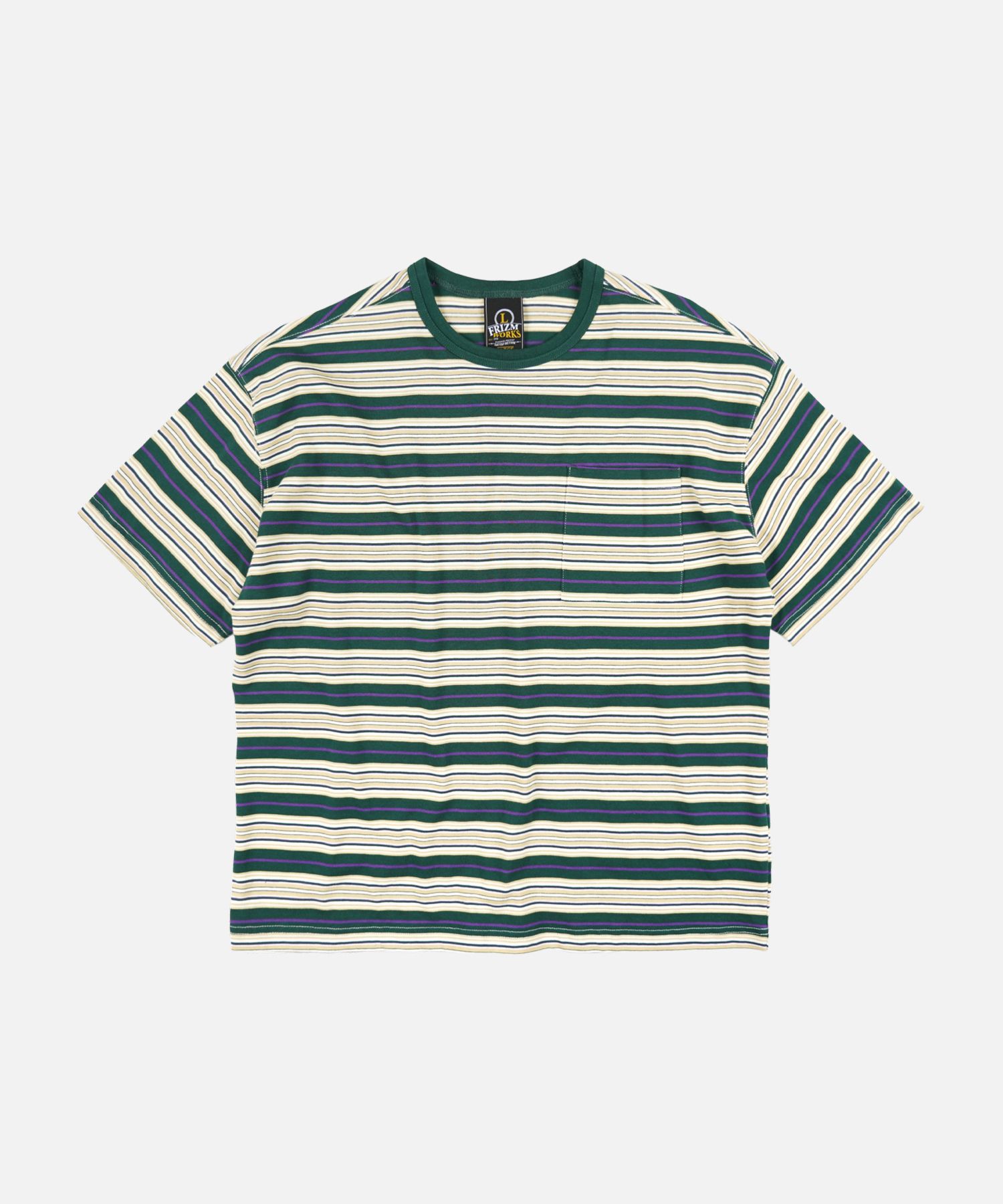프리즘웍스(FRIZMWORKS) HORIZON STRIPE HALF TEE _ DARK GREEN