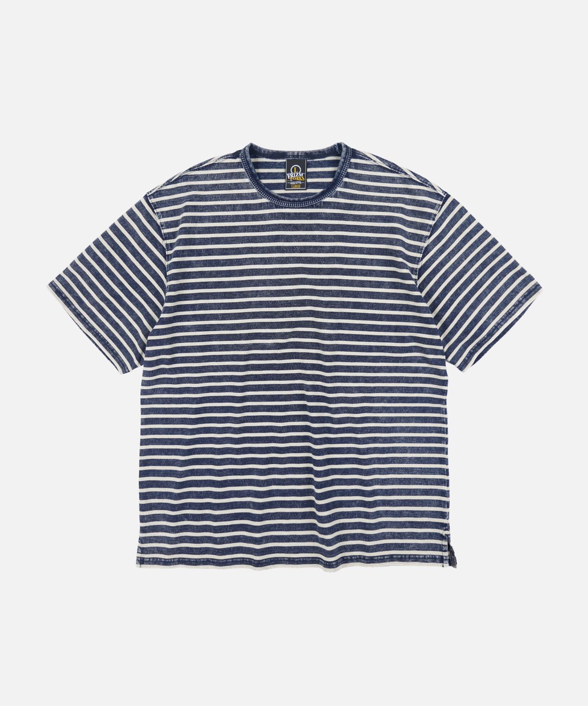 프리즘웍스(FRIZMWORKS) VINTAGE FADED STRIPE HALF TEE _ INDIGO
