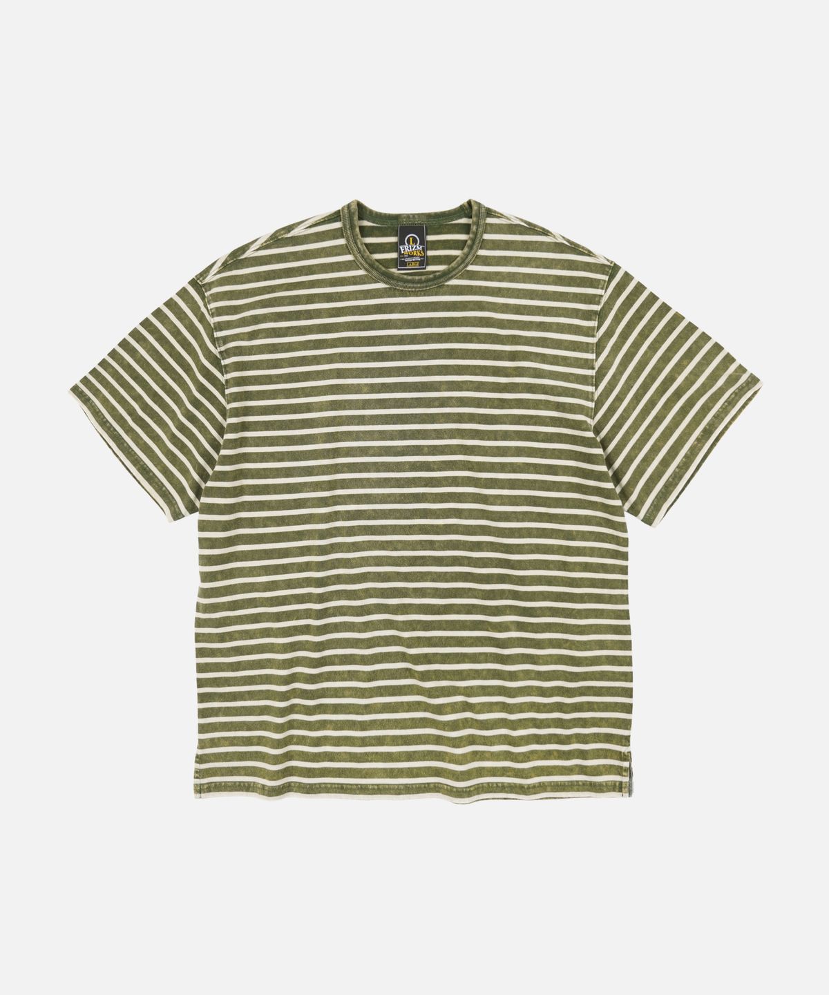 프리즘웍스(FRIZMWORKS) VINTAGE FADED STRIPE HALF TEE _ DARK GREEN