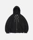 WAFFLE HOOD ZIP UP PARKA _ BLACK
