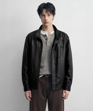 유니섹스 신세틱 레더 인시전 자켓 [블랙]