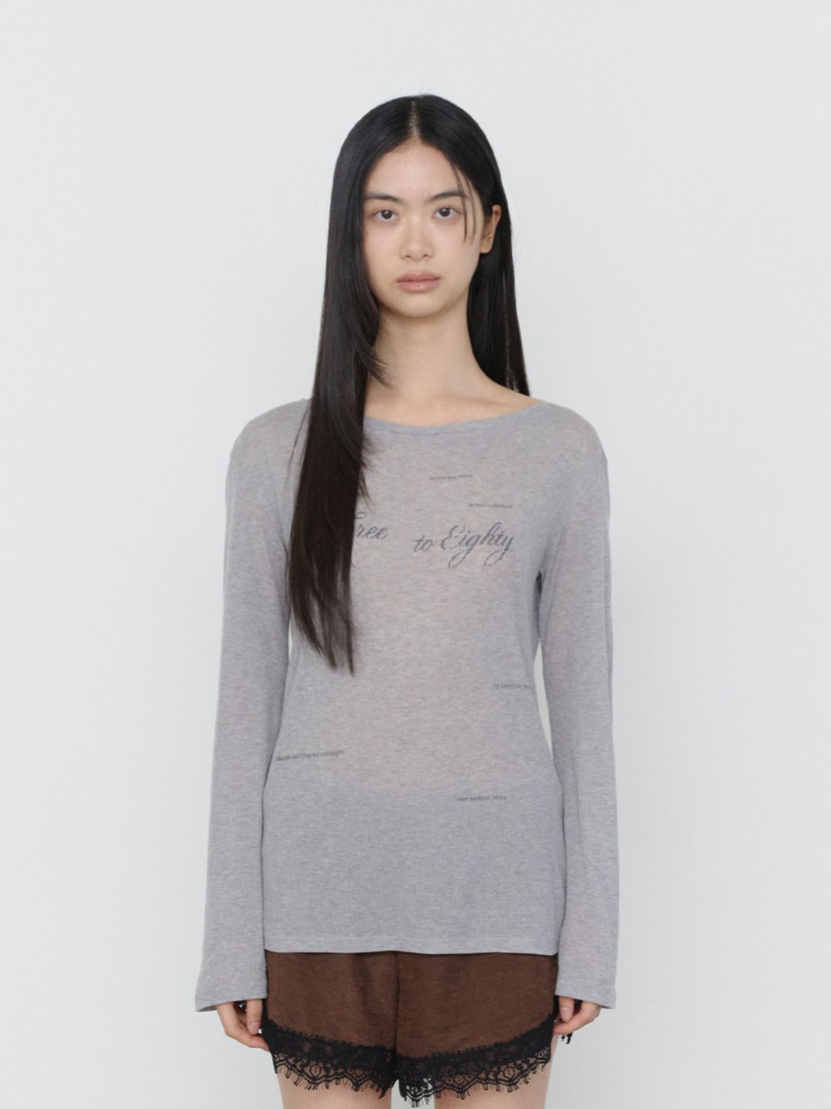 쓰리투에이티(THREE TO EIGHTY) TTE LAYERED LONG SLEEVE TEE M.GREY
