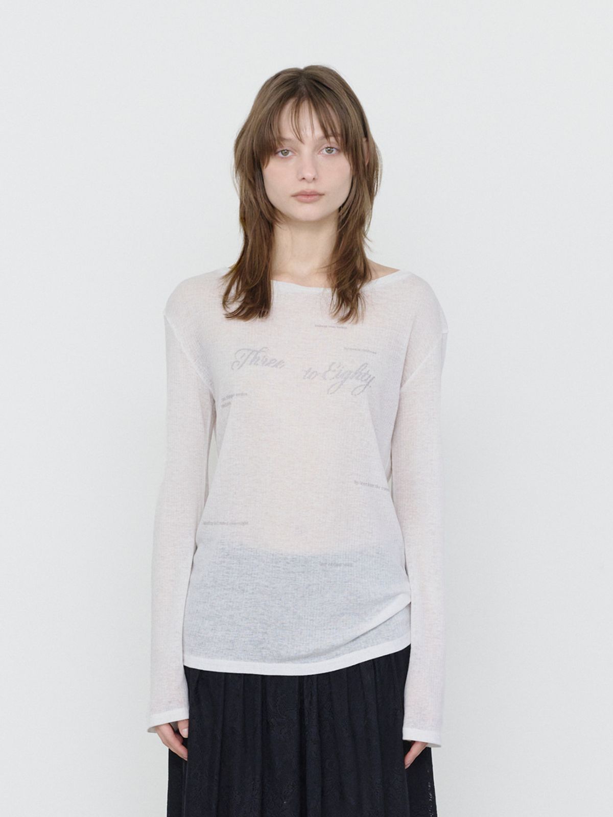 쓰리투에이티(THREE TO EIGHTY) TTE LAYERED LONG SLEEVE TEE WHITE
