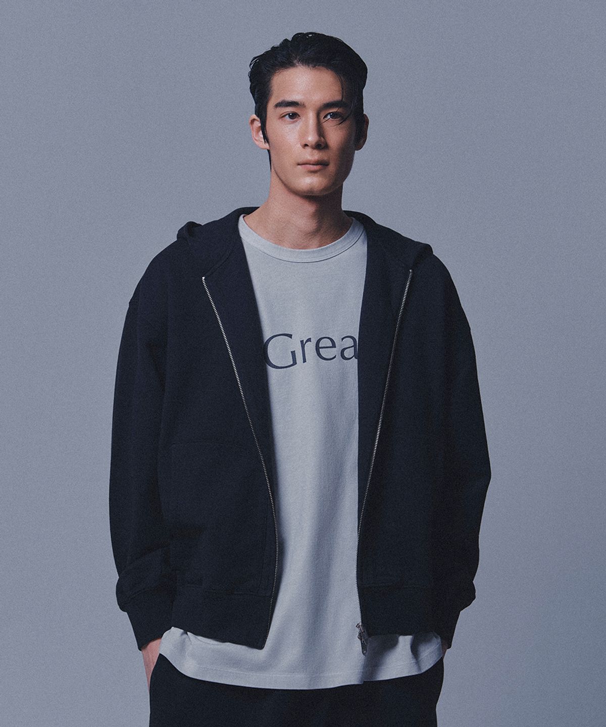 테일던(TAILDERN) Cotton Zip-up Hoodie Black