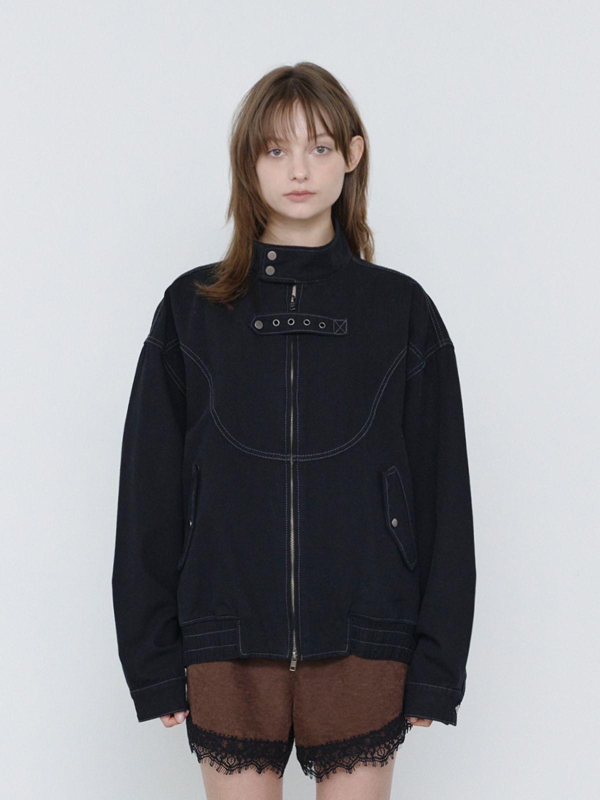 쓰리투에이티(THREE TO EIGHTY) DENIM POCKET BLOUSON JACKET BLACK