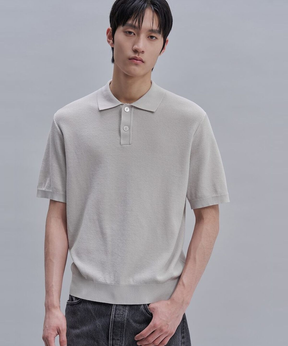 시프트지(SHIFT.G) Cool Summer Polo Neck Sweater  Light Grey