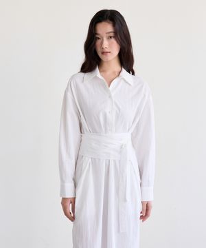 Feminine Wrap Tie Dress (Ivory)