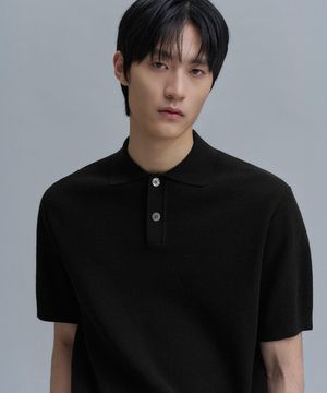 Cool Summer Polo Neck Sweater  Black