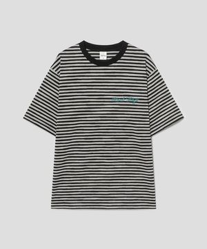 Lettering Point Stripe TShirt  Black