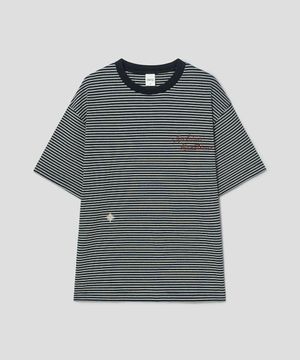 Lettering Point Stripe TShirt  Navy