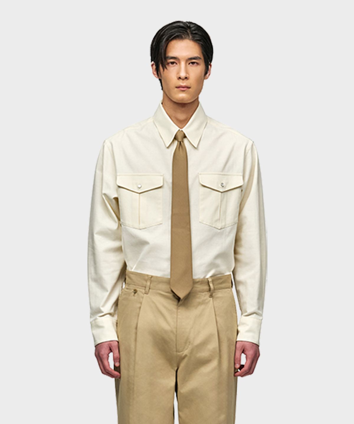 테일던(TAILDERN) Cotton Western Shirt Cream