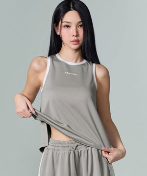 메쉬 라인 배색 슬리브리스 XFL2TE1016