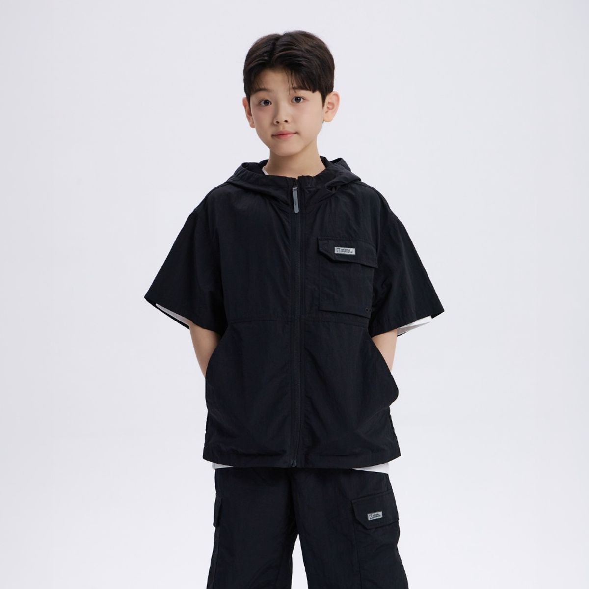 내셔널지오그래픽 키즈(NATIONAL GEOGRAPHIC KIDS) K262UJP810 어드벤처 에어로벤트 벤틸 후드 점퍼 CARBON BLACK