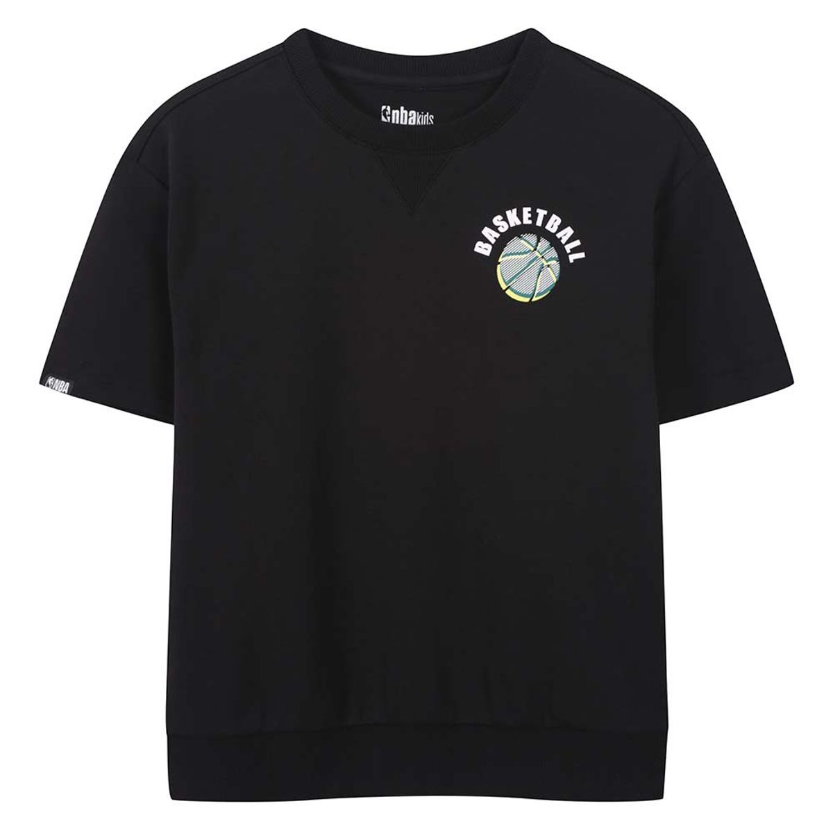 엔비에이 키즈(NBA KIDS) 간절기 루즈핏 반팔 맨투맨 (K262TS160P) 블랙