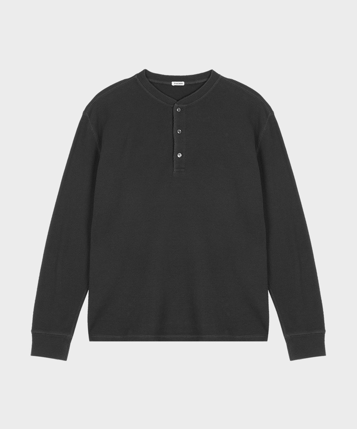 테일던(TAILDERN) Waffle Henley Long-Sleeve T-shirt Dark Grey