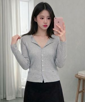 [W]시어 골지 브이넥 라펠 가디건 - 3color