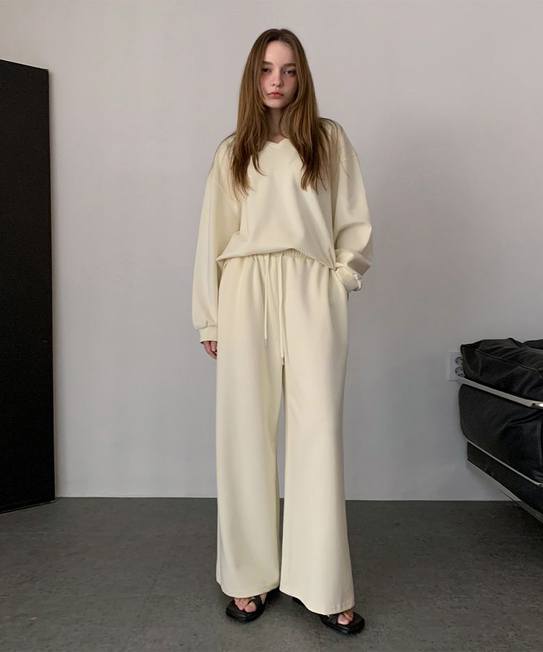 [SET] Cozy V-neck T-shirt + Banding Pants Set-up (3colors)