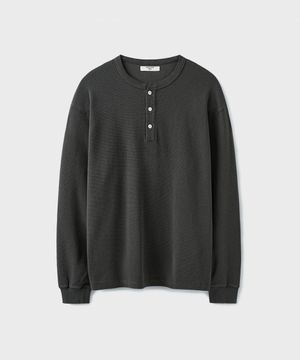 WAFFLE HENLEY L/S T-SHIRT [GRAPHITE]