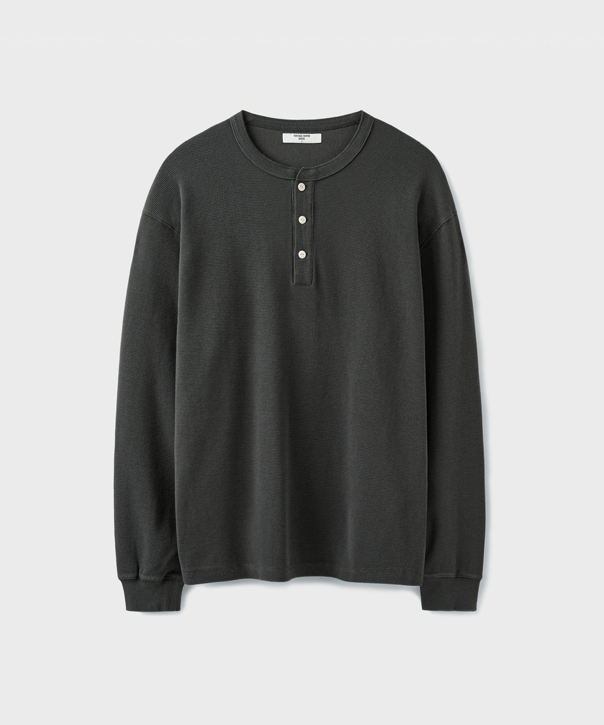 유니온블루(UNION BLUE) WAFFLE HENLEY L/S T-SHIRT [GRAPHITE]