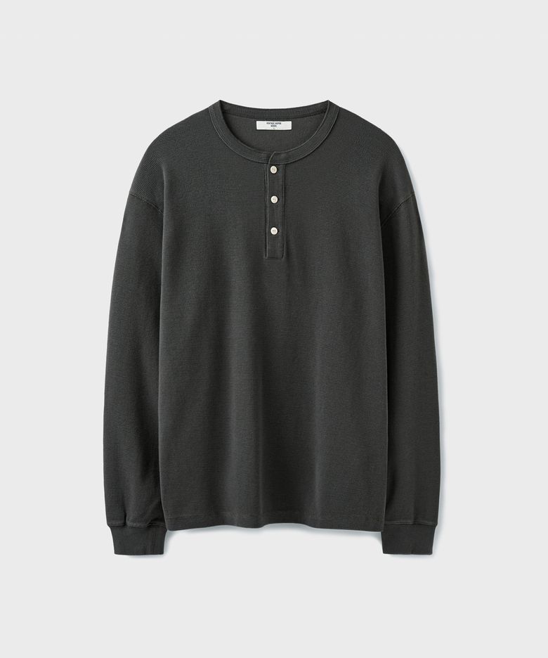 WAFFLE HENLEY L/S T-SHIRT [GRAPHITE]