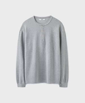 WAFFLE HENLEY L/S T-SHIRT [MELANGE GRAY]