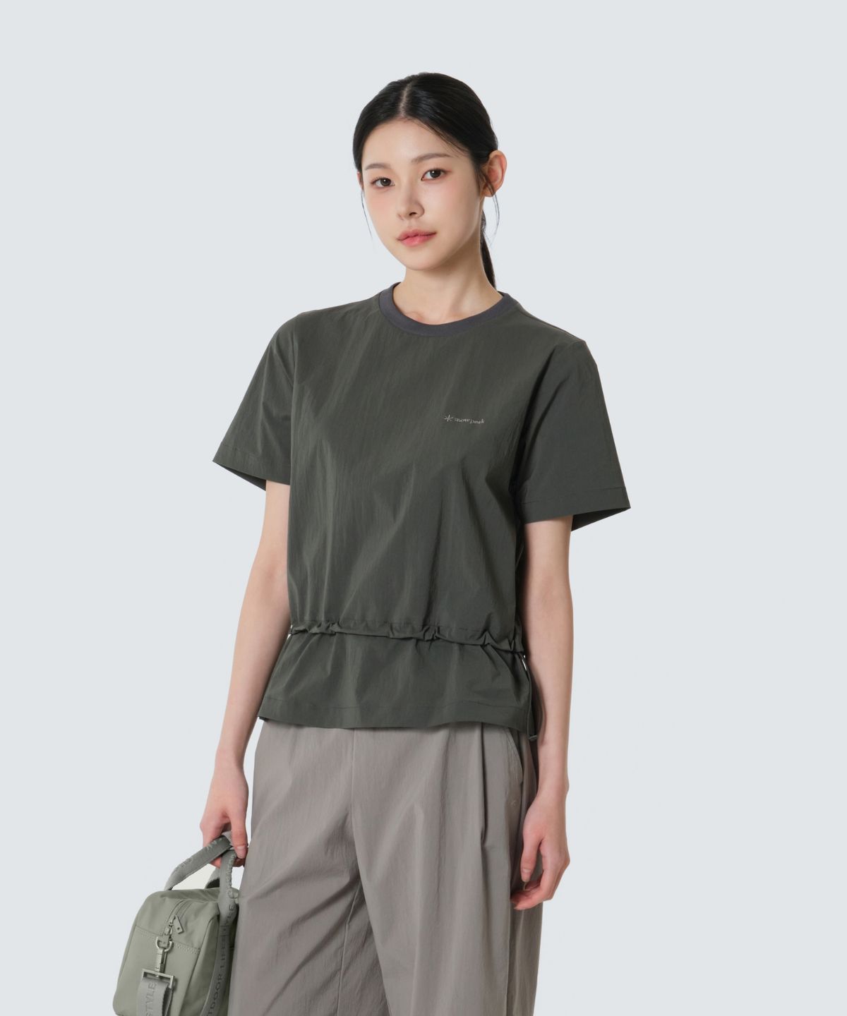 스노우피크 어패럴(SNOWPEAK APPAREL) 루트 여성 스트링 반팔 티셔츠 (S26MWRTS63) Rustic Khaki