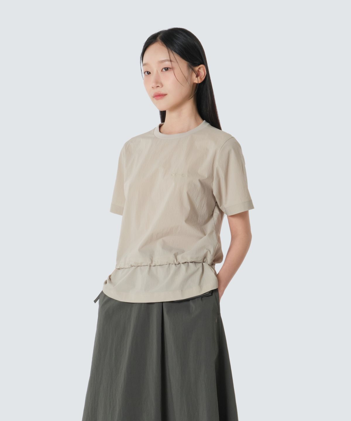 스노우피크 어패럴(SNOWPEAK APPAREL) 루트 여성 스트링 반팔 티셔츠 (S26MWRTS63) Light Beige