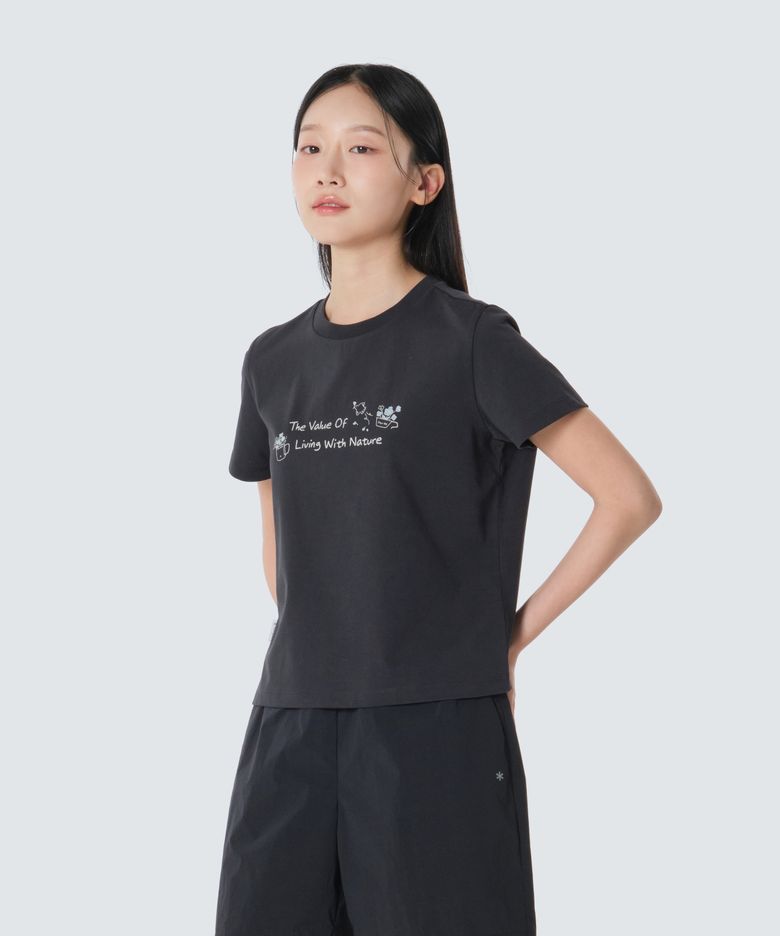에어로쿨 여성 크롭 레터링 반팔 티셔츠 (S26MWFTS25) Dark Navy
