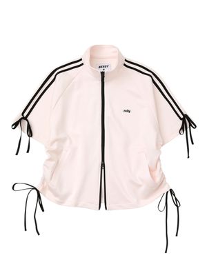 리본 반팔 트랙 탑 페일핑크