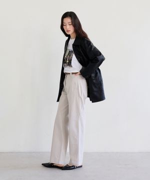 Cotton Welt-Pocket Pants (Beige)