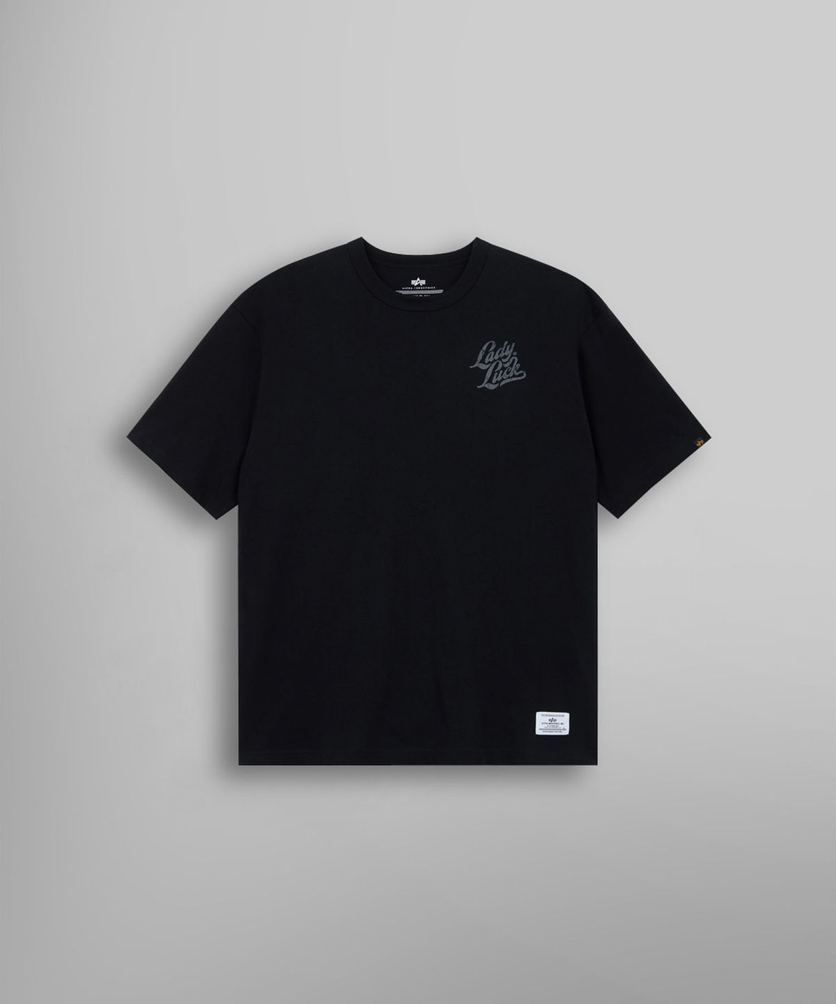 알파 인더스트리(ALPHA INDUSTRIES) 릴랙스드 레이디 럭 티셔츠 블랙